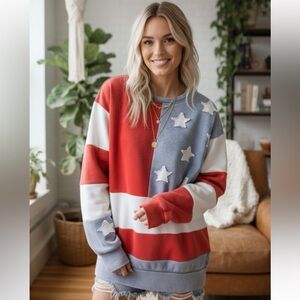 608. Mineral Wash American stars crewneck French Terry sweatshirt